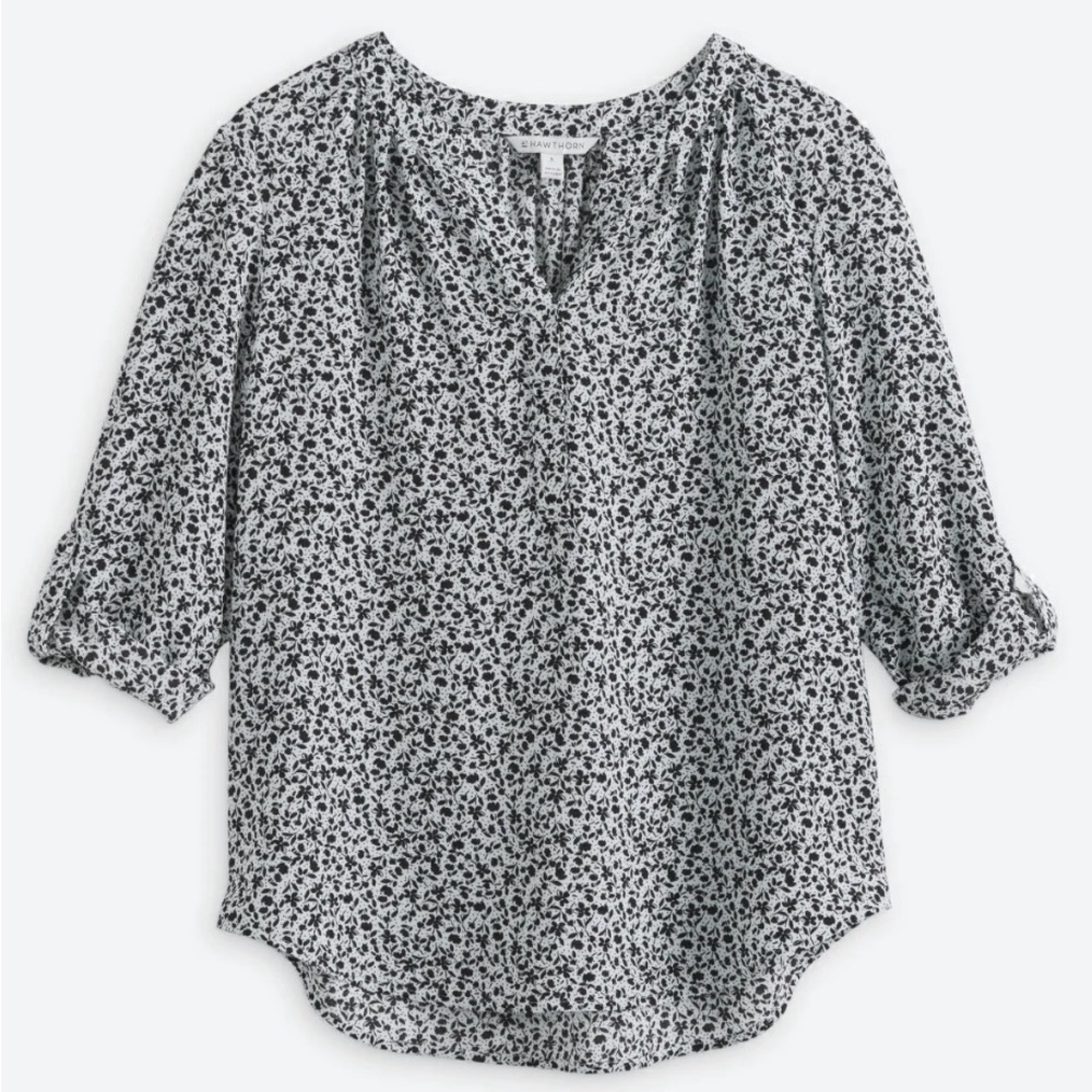 Morey Split Neck 3/4 Sleeve Blouse